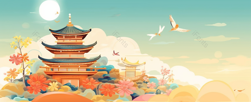 晴天白日仙鹤山水中国自然国潮风景树林古典风格湖泊水墨插画,插画/手绘图,插画/手绘图库,插画/手绘图下载,插画/手绘